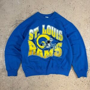 Vintage 1995 St Louis Rams Hanes Crewneck Sweatshirt Blue Mens Large NFL